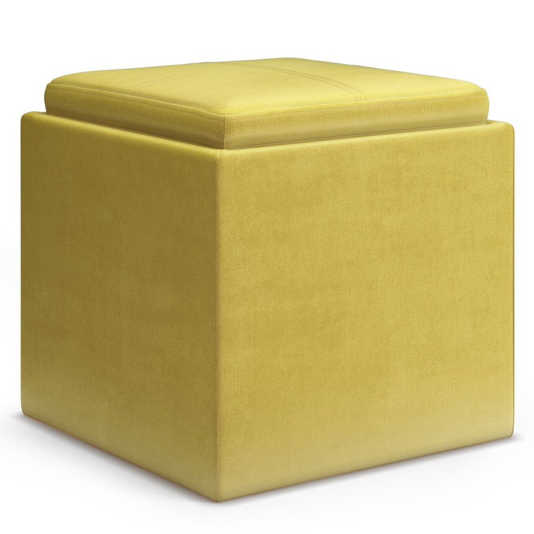 Rockwood Cube Storage Ottoman in Velvet Fabric Image 2