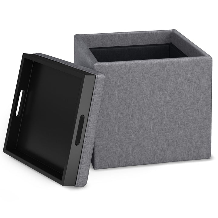 Rockwood Cube Storage Ottoman Linen Tray 16.9 Inch Multi-Functional Furniture Image 11