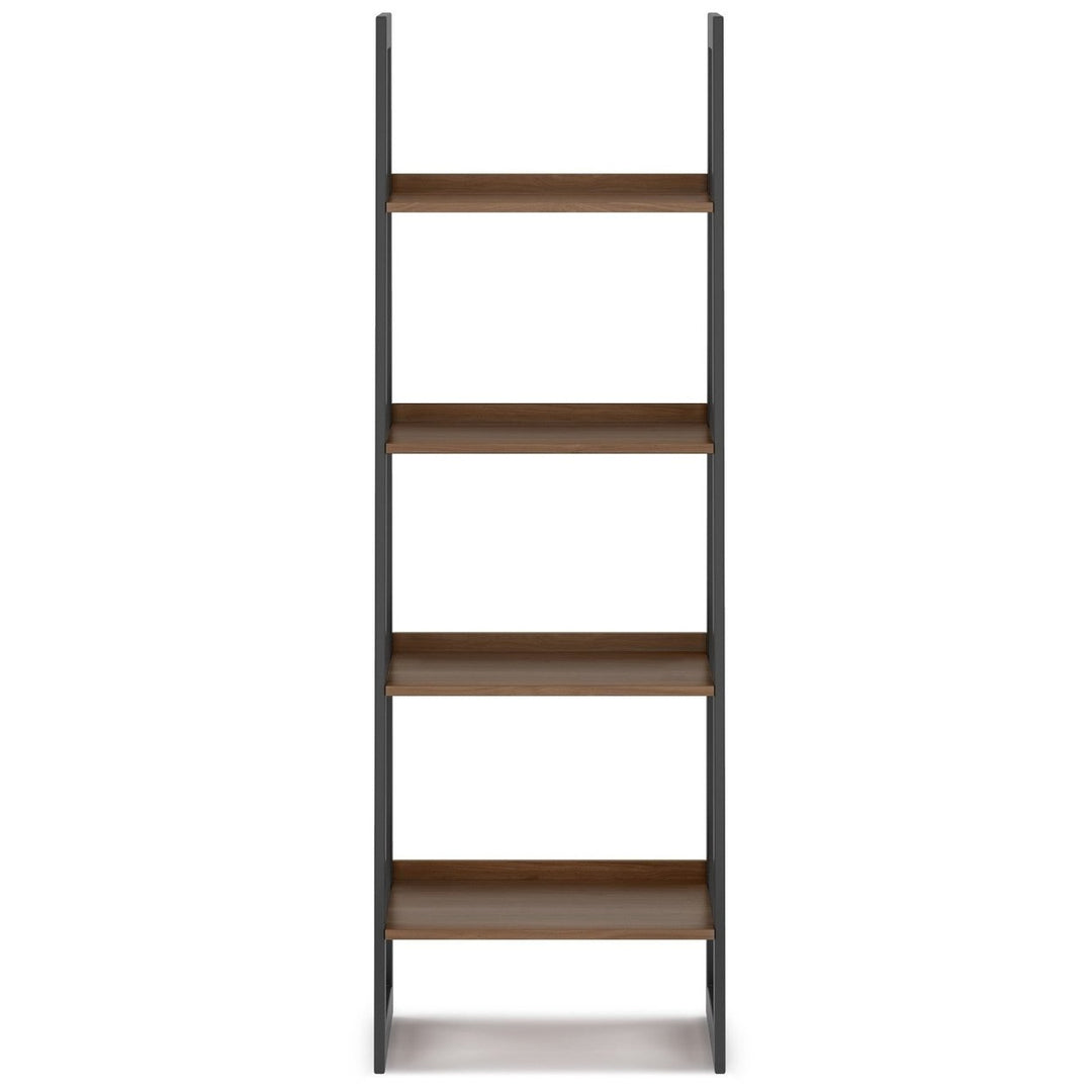 Sawhorse Solid Walnut Veneer and Metal Ladder Shelf Image 3