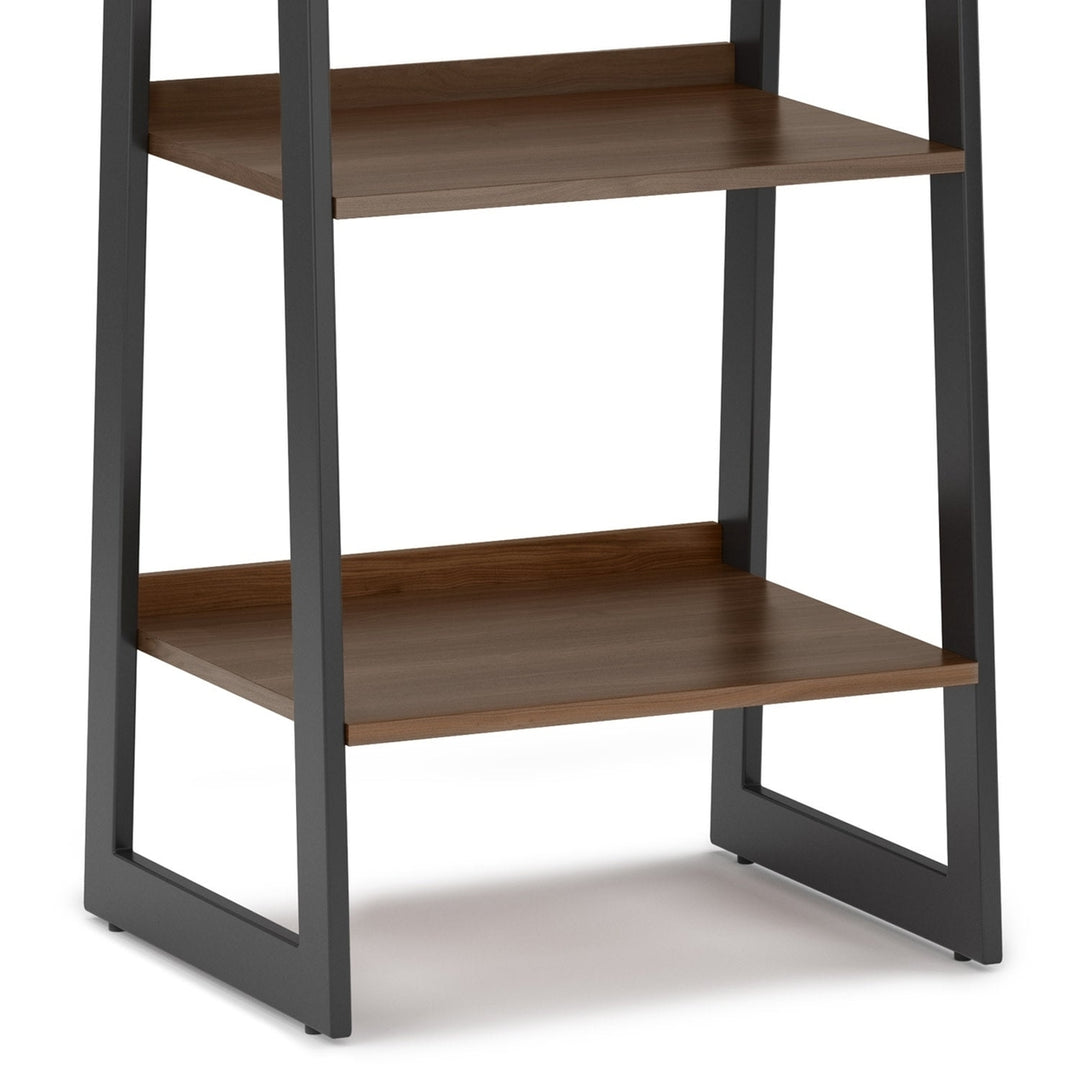 Sawhorse Solid Walnut Veneer and Metal Ladder Shelf Image 5