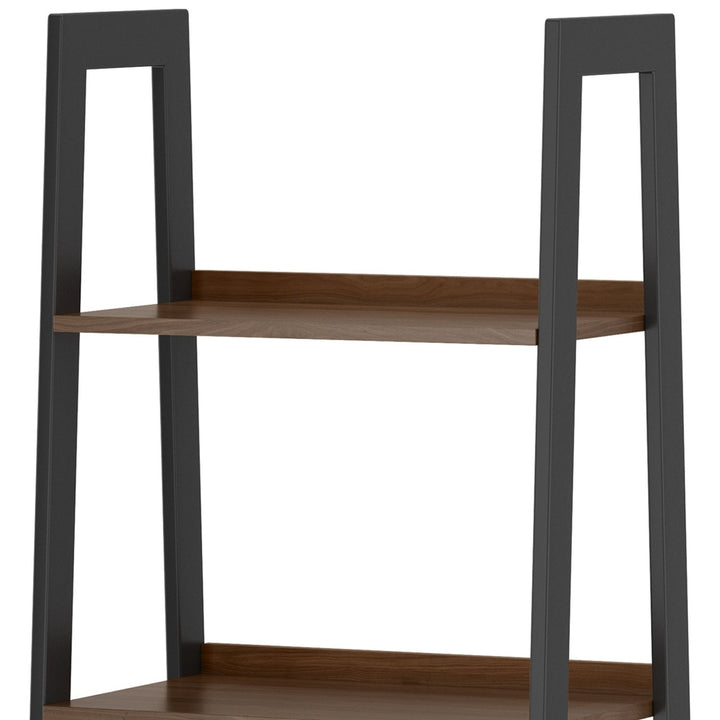 Sawhorse Solid Walnut Veneer and Metal Ladder Shelf Image 6
