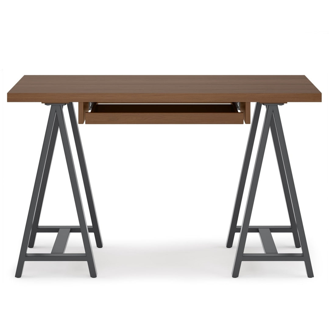 Sawhorse Solid Walnut Veneer and Metal Small Desk Image 3