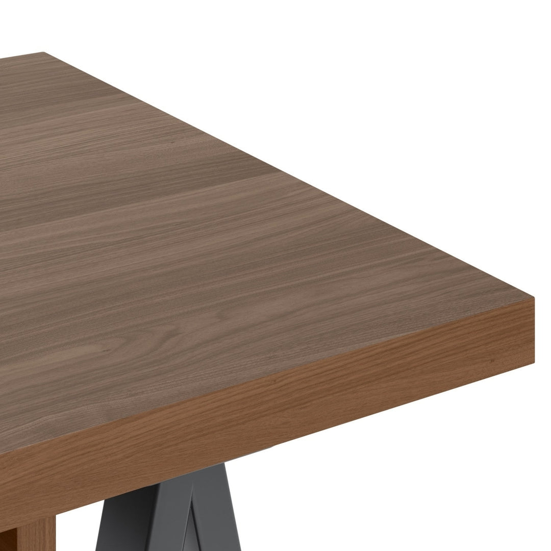 Sawhorse Solid Walnut Veneer and Metal Small Desk Image 4