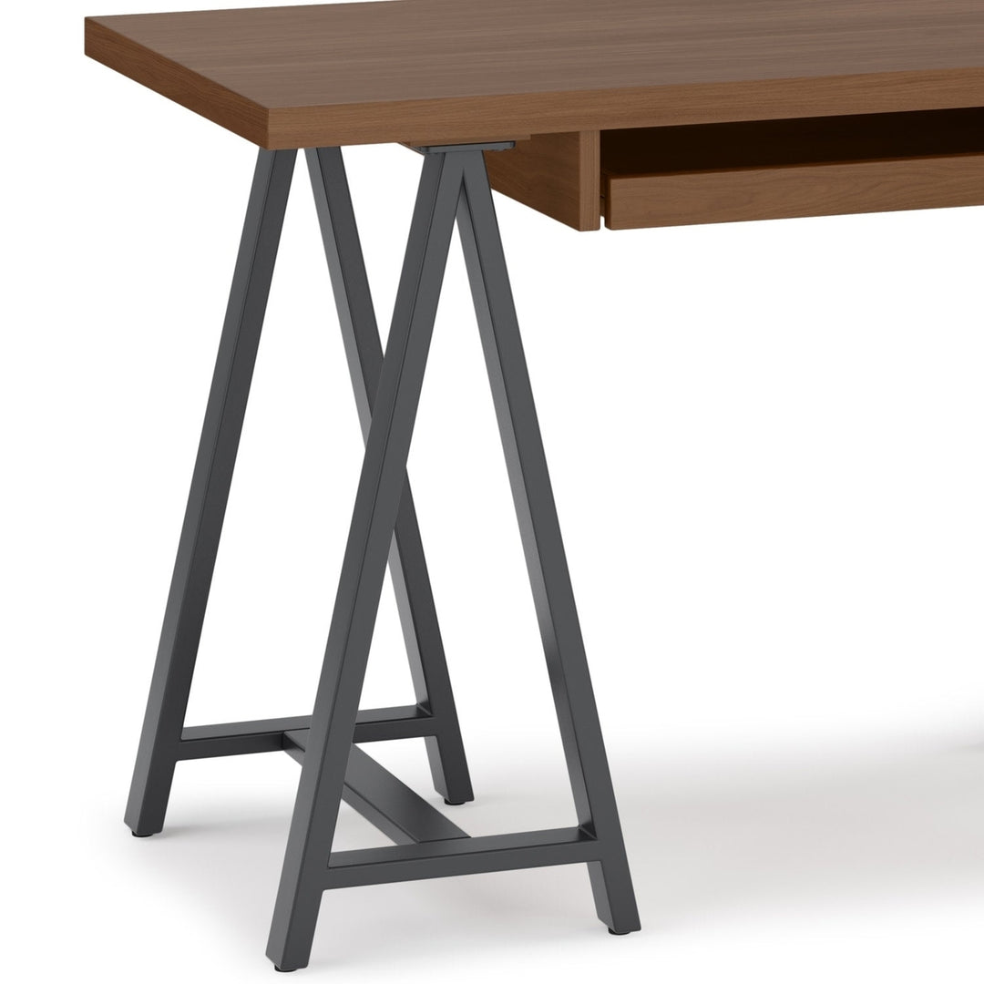 Sawhorse Solid Walnut Veneer and Metal Small Desk Image 9