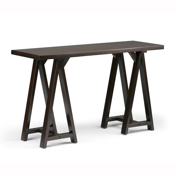 Simpli Home Sawhorse Console Table Solid Wood 50 Inch Entryway Sofa Table Brown Image 1