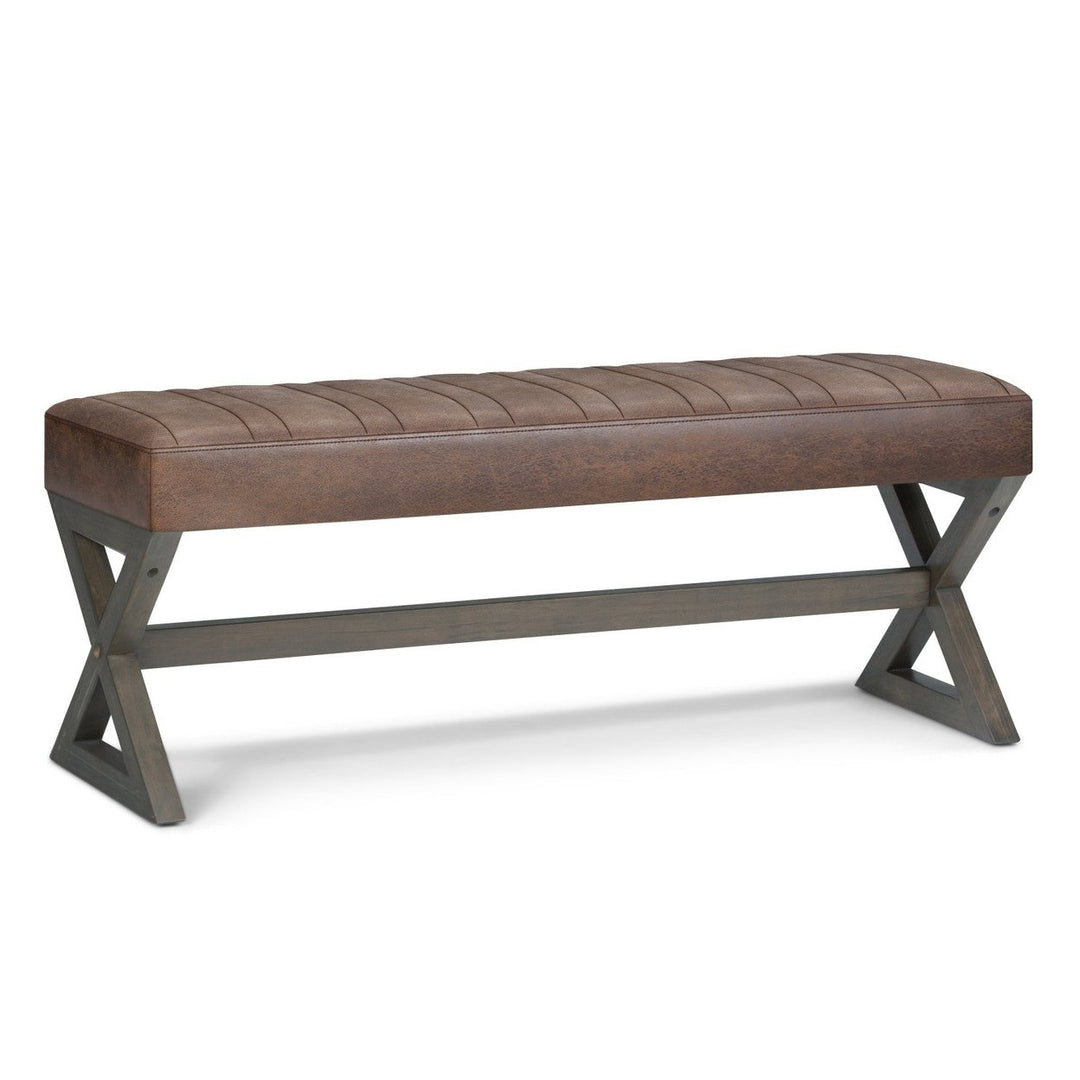Salinger Ottoman Bench in Distressed Vegan Leather Image 2
