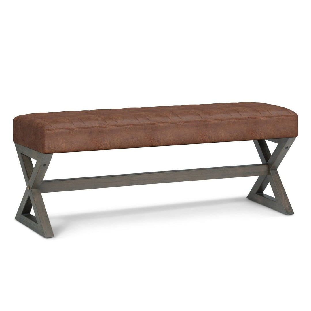 Salinger Ottoman Bench in Distressed Vegan Leather Image 1