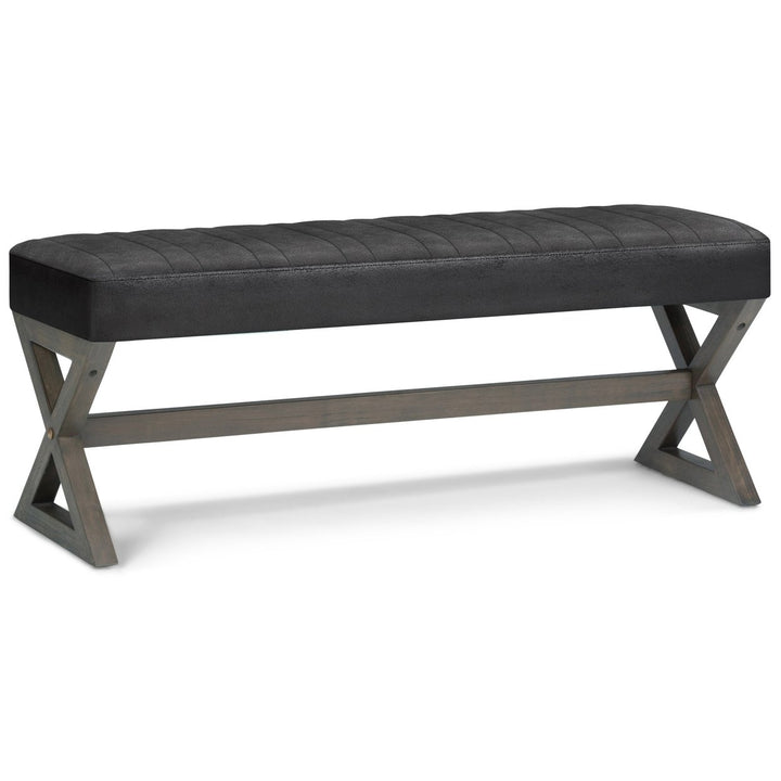 Salinger Ottoman Bench in Distressed Vegan Leather Image 1