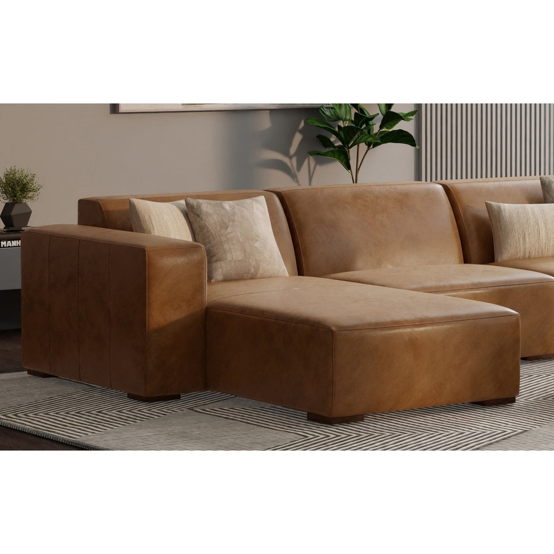 Rex Left Chaise Module Genuine Leather Modular Sofa Comfortable Design Image 4