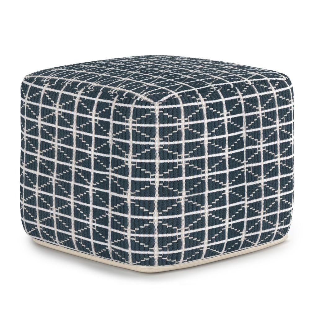 Noreen Square Pouf 18x18 Handwoven Durable Fabric Accent Footstool Multi-Functional Image 1