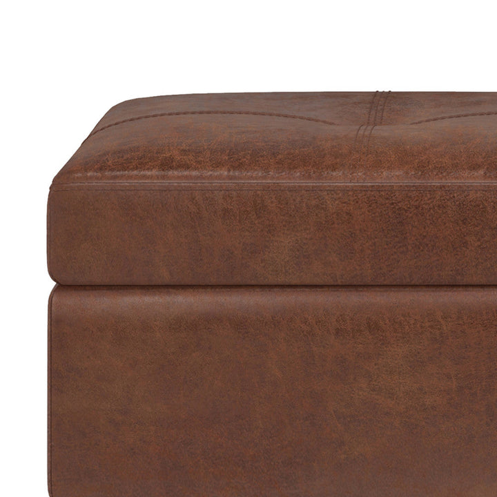 Oregon Storage Ottoman Bench with Tray in Distressed Vegan Leather Image 5