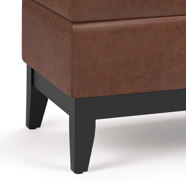 Oregon Storage Ottoman Bench with Tray in Distressed Vegan Leather Image 10