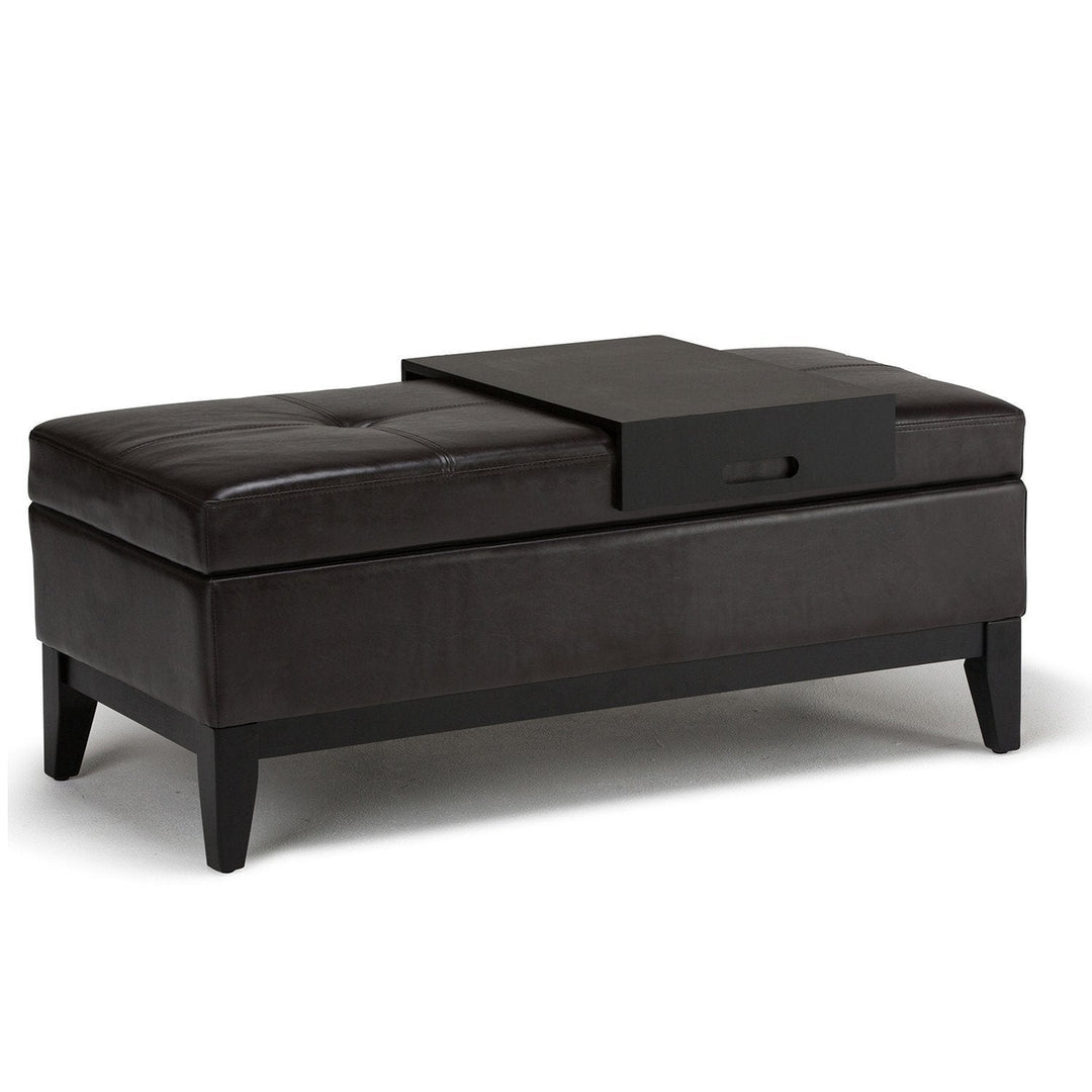 Oregon Storage Ottoman Bench with Tray in Vegan Leather Image 5