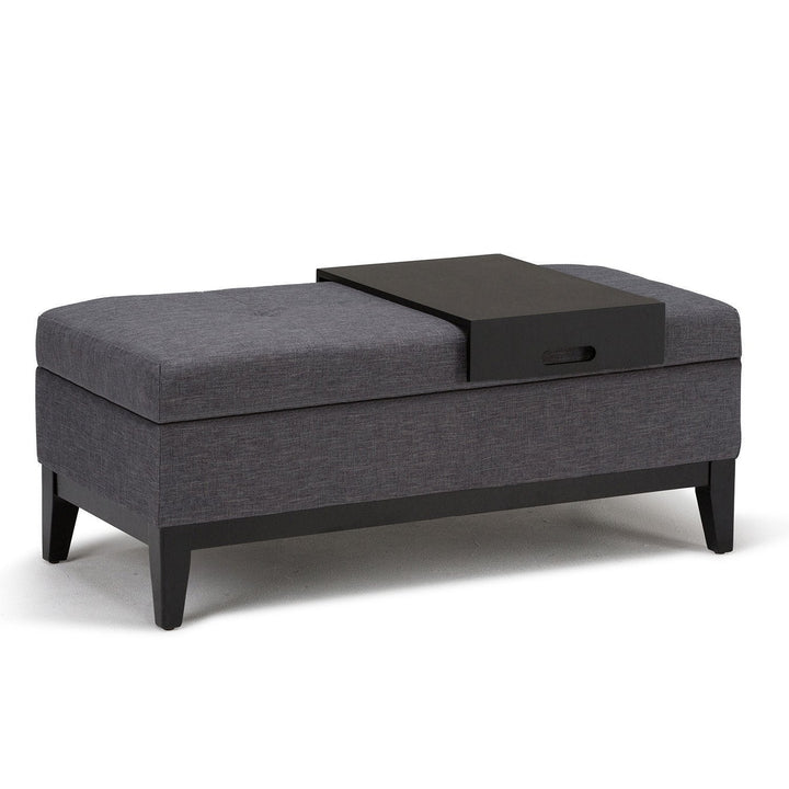 Oregon Storage Ottoman Bench with Tray in Vegan Leather Image 6