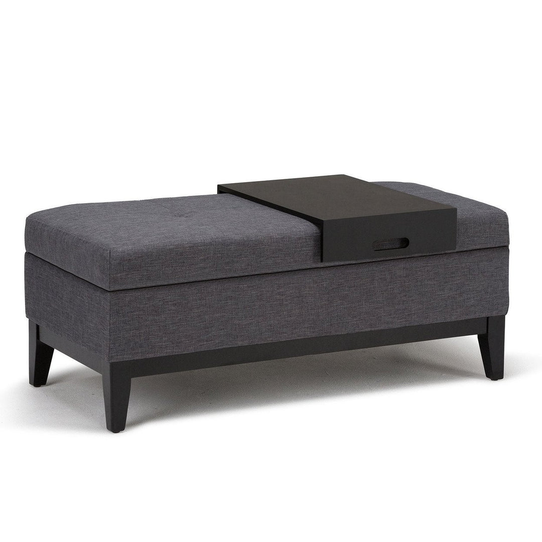 Oregon Storage Ottoman Bench with Tray in Vegan Leather Image 1