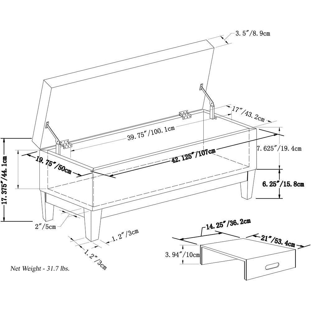 Oregon Storage Ottoman Bench with Tray in Linen Image 6