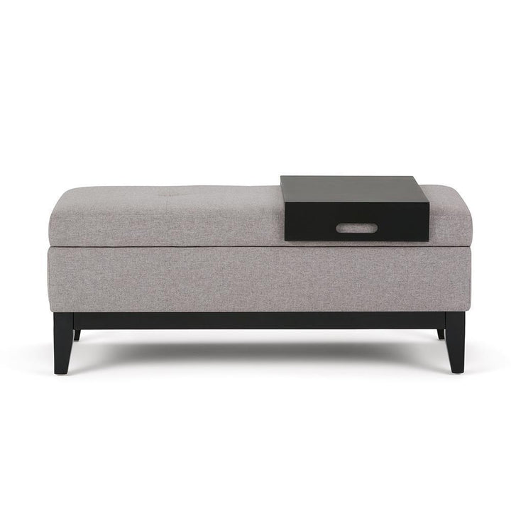 Oregon Storage Ottoman Bench with Tray in Linen Image 8