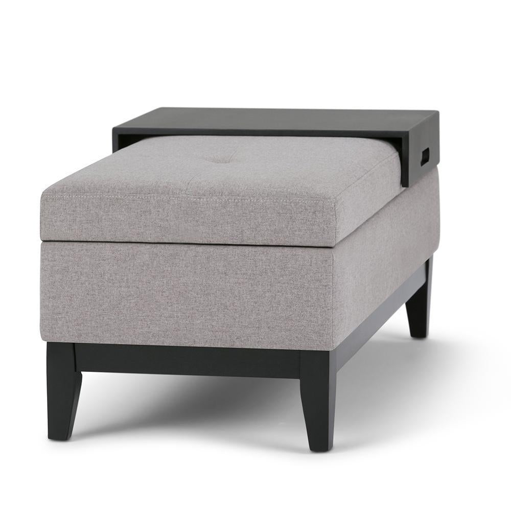 Oregon Storage Ottoman Bench with Tray in Linen Image 9