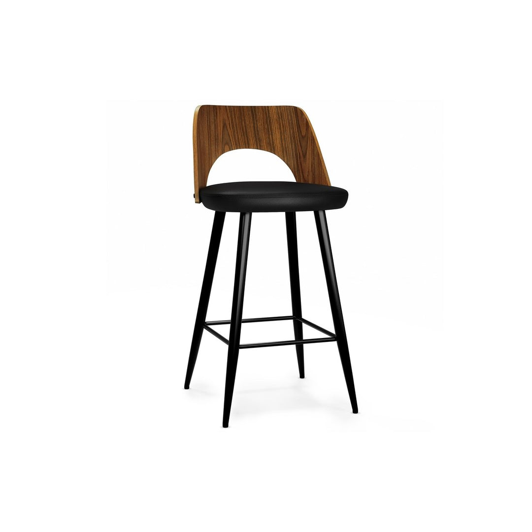 Micah Counter Height Stool Set of 2 Vegan Leather Mid-Century Modern Design Image 2