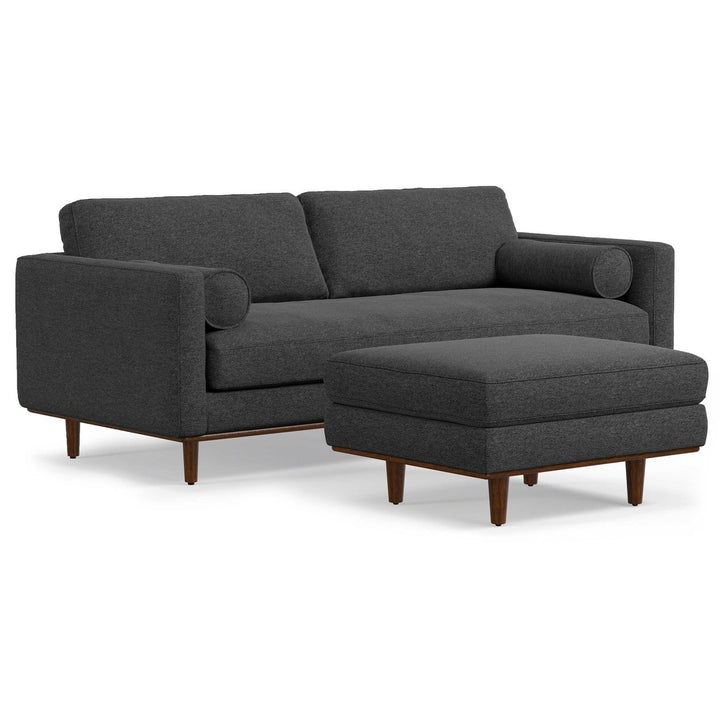 Morrison 89-inch Sofa and Ottoman Set Woven-Blend Fabric Living Room Furniture Image 2