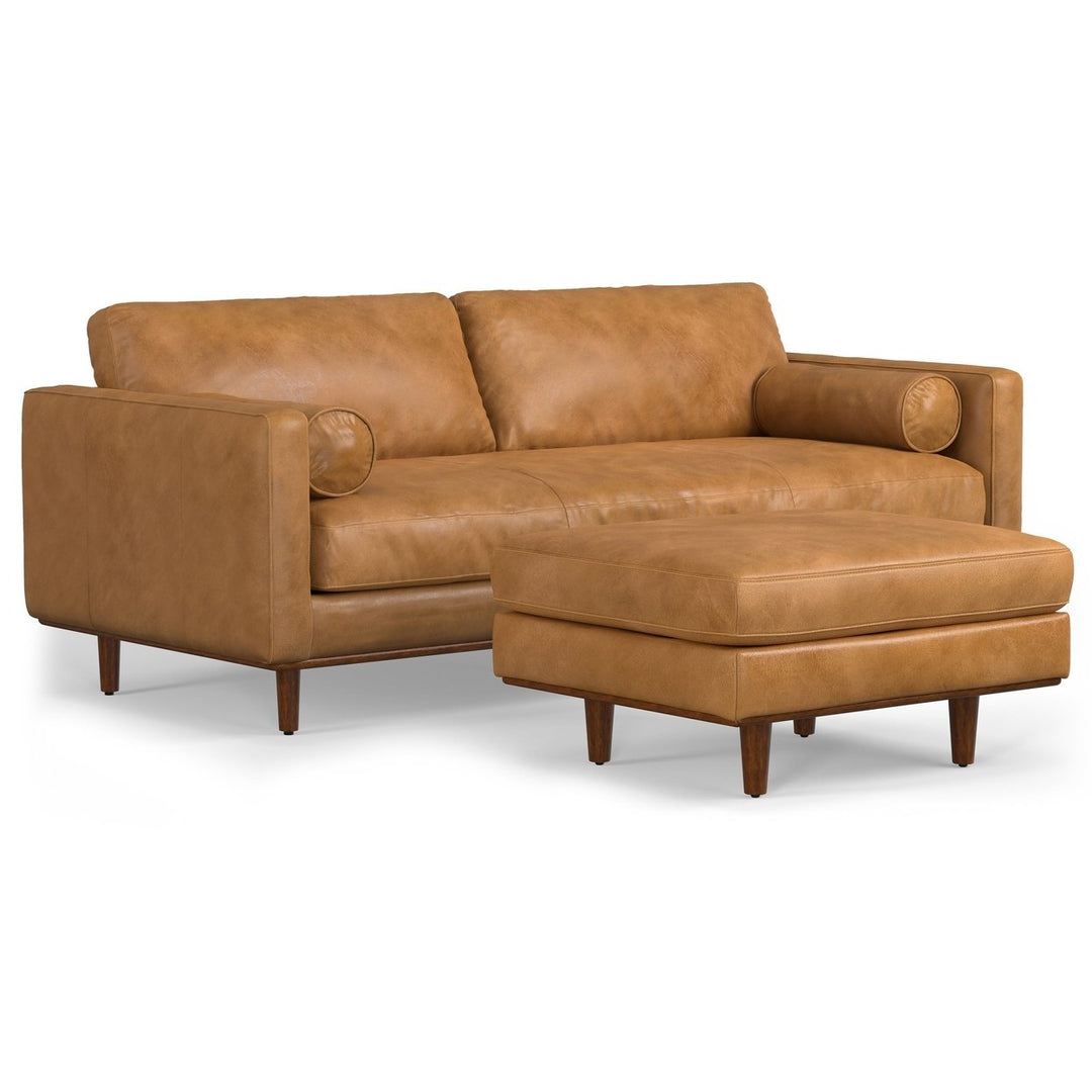 Morrison Leather Sofa Set 89 Inch with Ottoman Durable Comfort Living Room Furniture Image 1