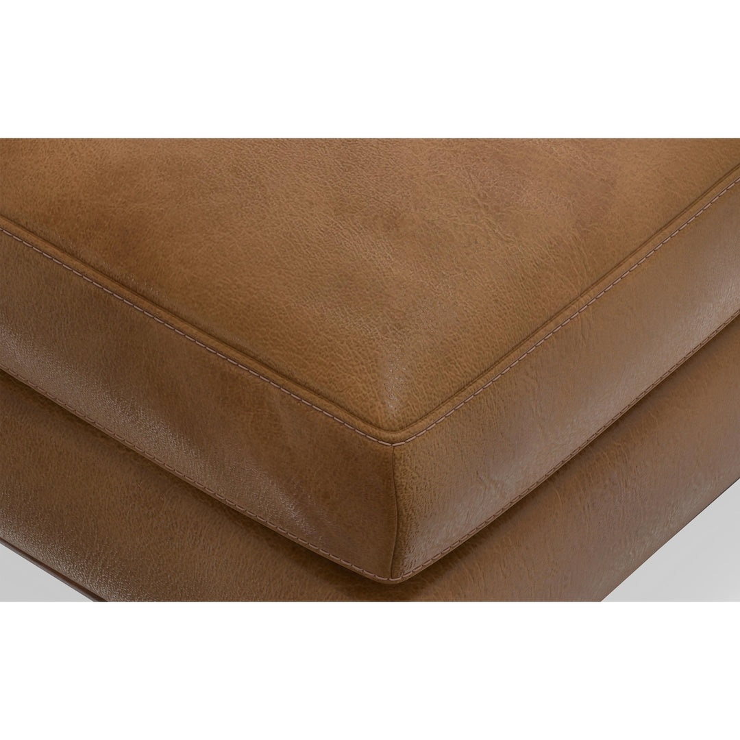 Morrison Ottoman Genuine Top Grain Leather Footrest Accent Coffee Table Brown Image 8