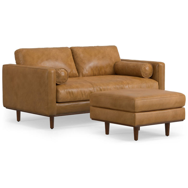 Morrison 72 Inch Genuine Leather Sofa and Ottoman Set Living Room Furniture Image 1