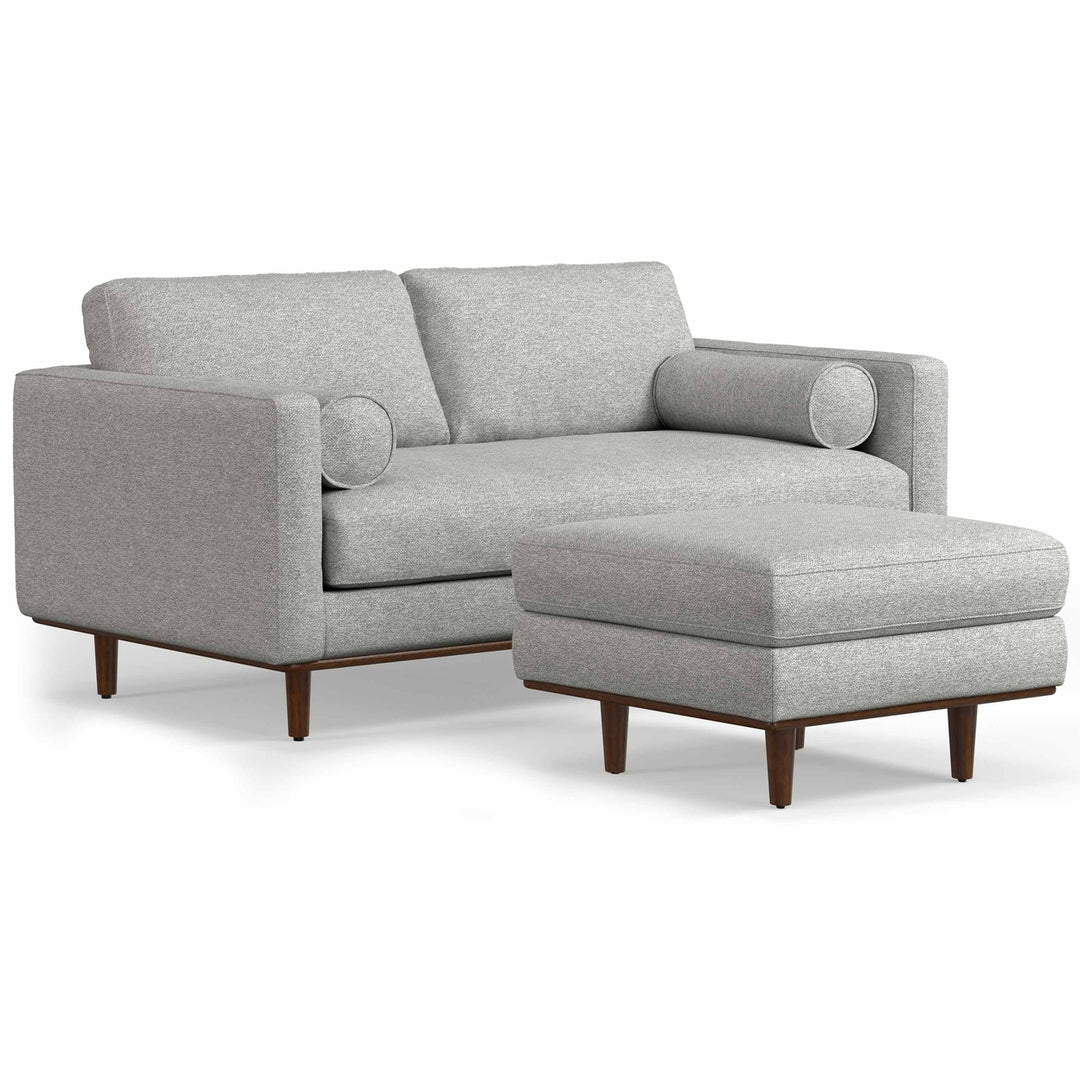 Morrison 72 Inch Sofa and Ottoman Set Woven Blend Fabric Living Room Furniture Image 2