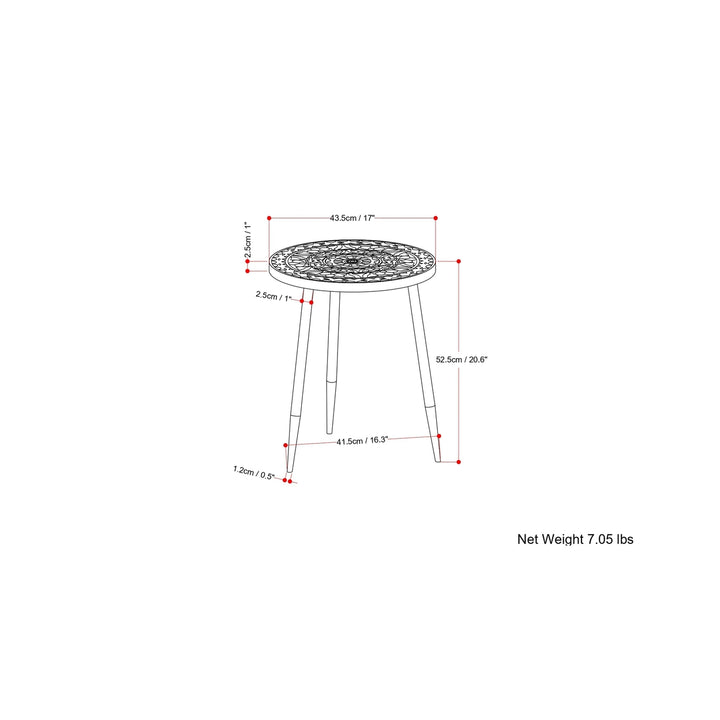 Sherbourne Mango Side Table Round Accent Table with Metal Legs Modern Boho Design Image 7