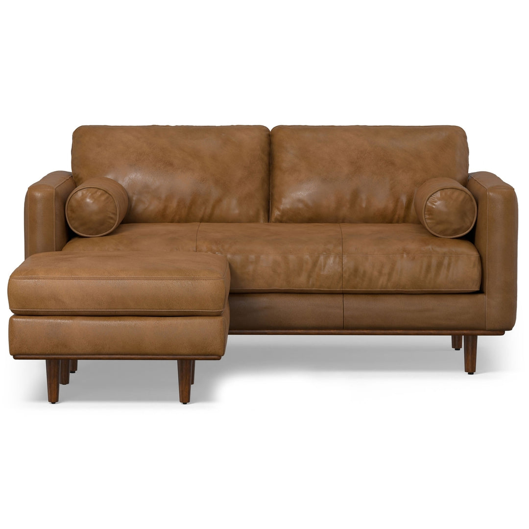 Morrison 72 Inch Genuine Leather Sofa and Ottoman Set Living Room Furniture Image 10