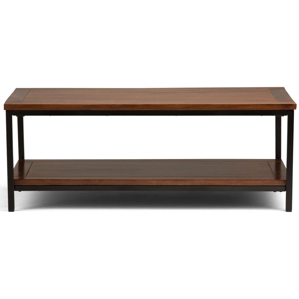 Skyler Coffee Table Mango Wood Metal Base 24x48 Industrial Design 2 Drawers Image 3