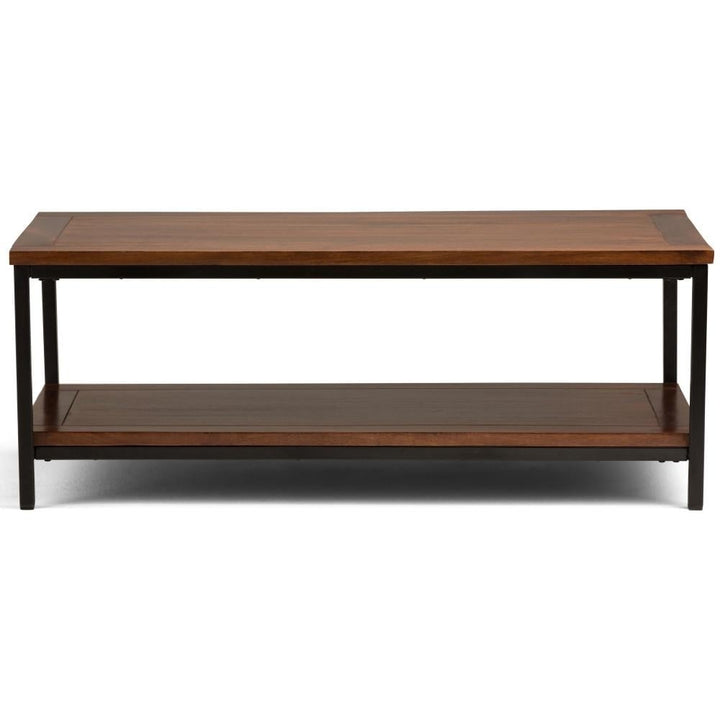 Skyler Coffee Table Mango Wood Metal Base 24x48 Industrial Design 2 Drawers Image 3