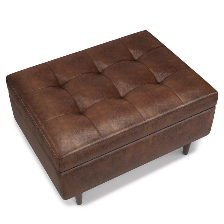 Shay Mid Century Small Square Coffee Table Storage Ottoman Image 8