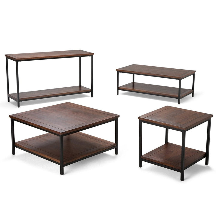 Skyler Coffee Table Mango Wood Metal Base 24x48 Industrial Design 2 Drawers Image 10