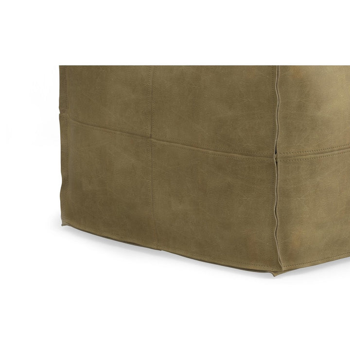 Sheffield Square Pouf Genuine Buffalo Leather Distressed Upholstered Ottoman Image 8