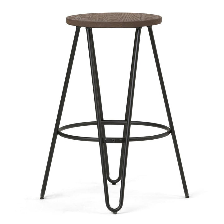Simeon 26 inch Metal Counter Height Stool with Wood Seat (Set of 2) Image 4