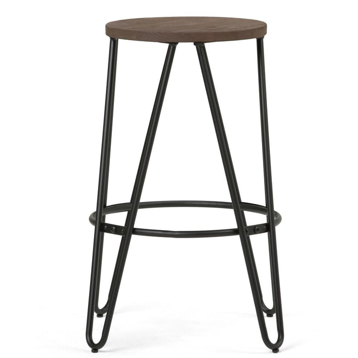 Simeon 26 inch Metal Counter Height Stool with Wood Seat (Set of 2) Image 5