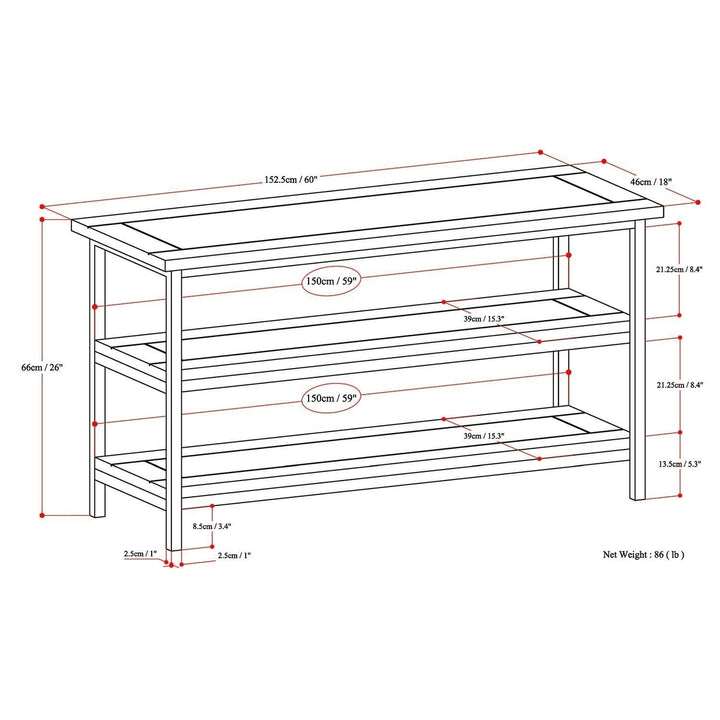 Skyler TV Media Stand Mango Wood Steel Industrial 60 Inch for TVs up to 66 Inch Image 9