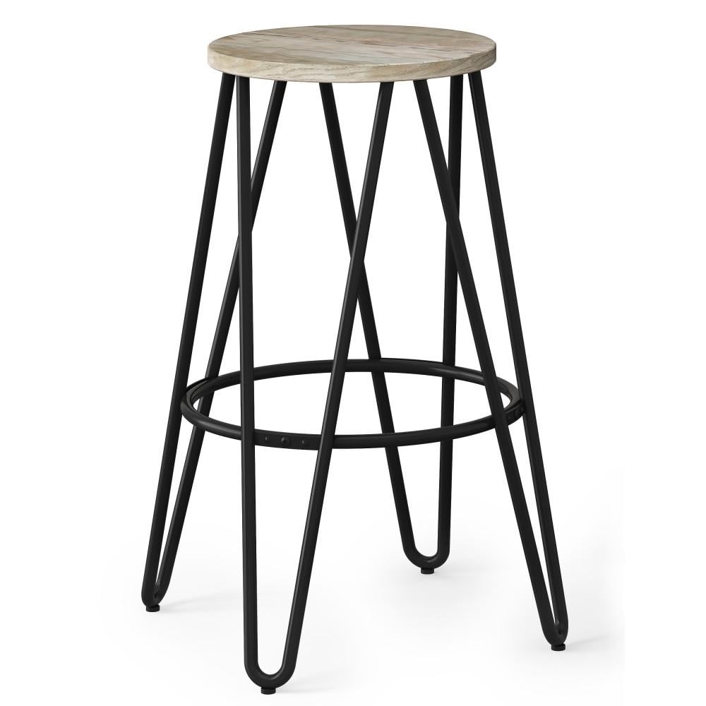 Simeon Bar Stool Industrial Solid Wood Iron Hairpin Legs 30 Inch Black Brown Image 2