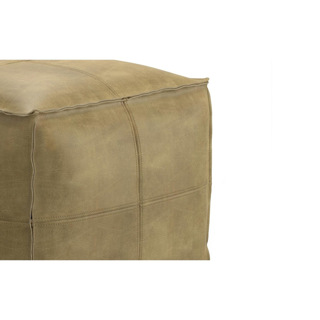 Sheffield Square Pouf Genuine Buffalo Leather Distressed Upholstered Ottoman Image 9