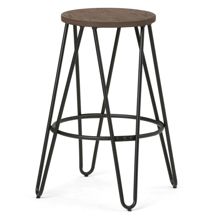 Simeon 26 inch Metal Counter Height Stool with Wood Seat (Set of 2) Image 9