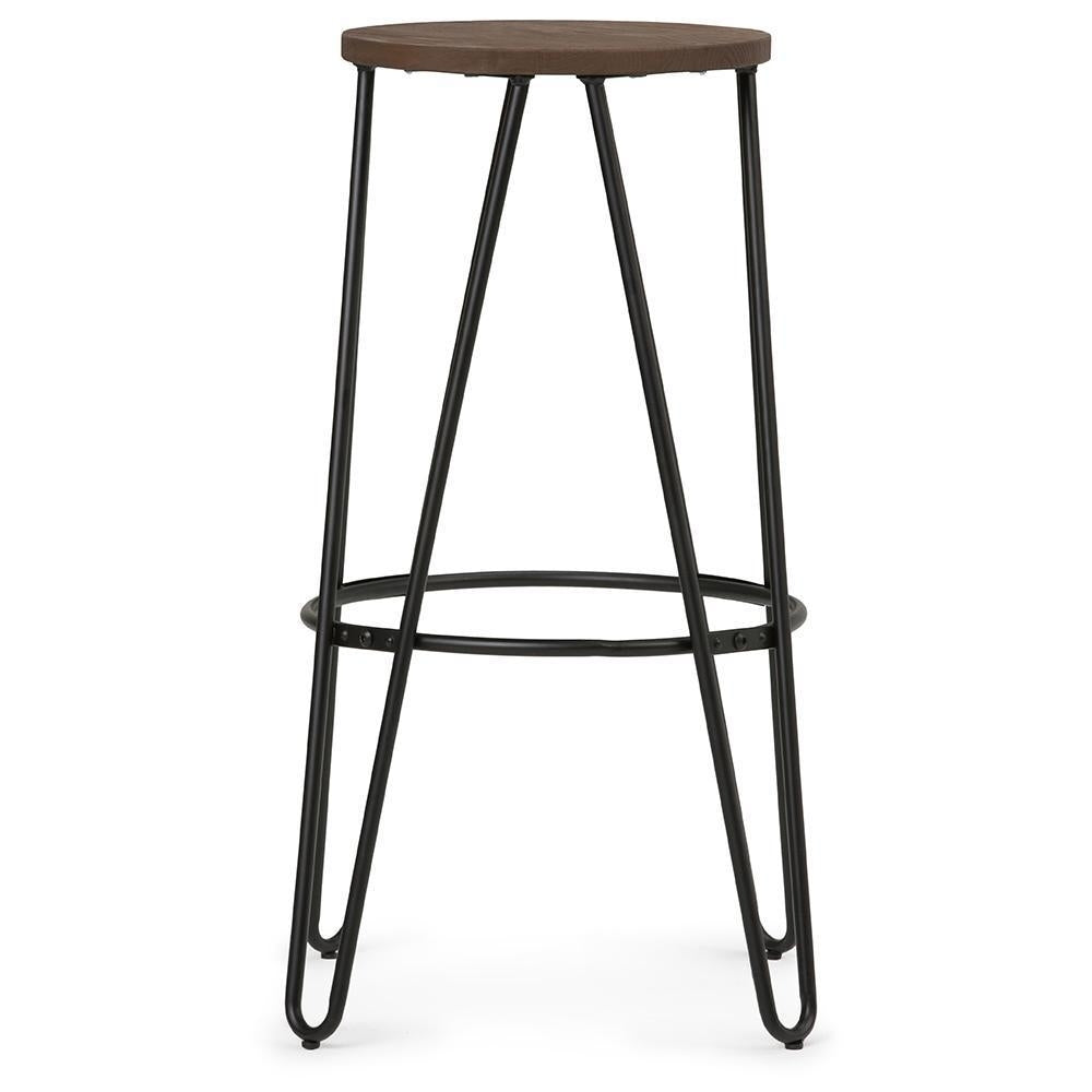 Simeon Bar Stool Industrial Solid Wood Iron Hairpin Legs 30 Inch Black Brown Image 6