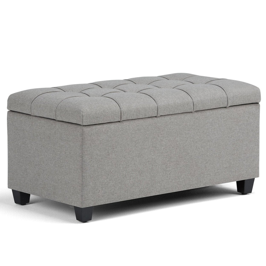 Sienna Storage Ottoman in Linen with Interior Storage 33.5x18x16.5 inches Image 1