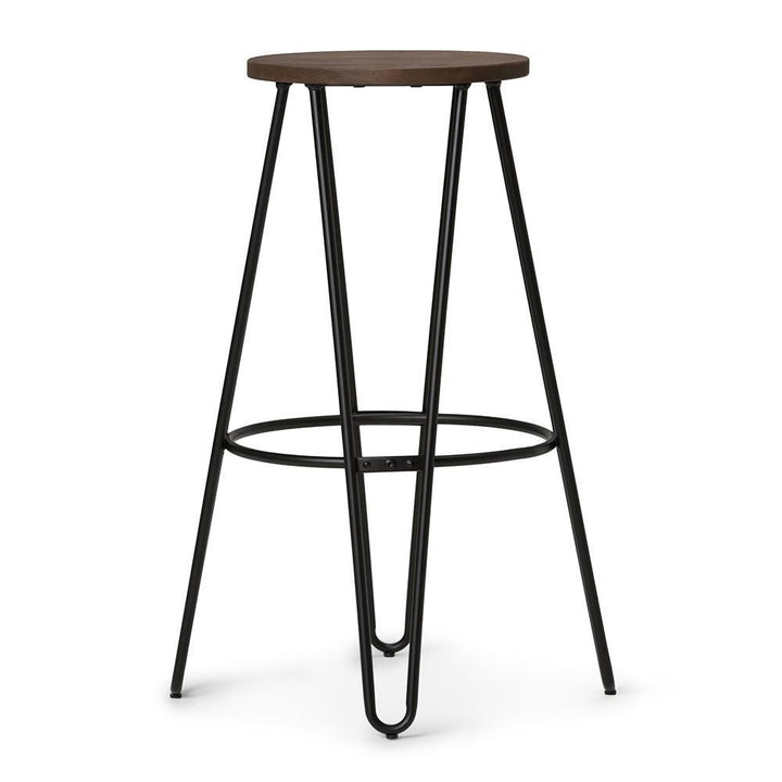 Simeon Bar Stool Industrial Solid Wood Iron Hairpin Legs 30 Inch Black Brown Image 8