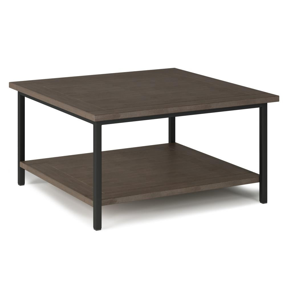 Skyler Square Coffee Table Mango Wood 34in Modern Industrial Metal Base Image 2