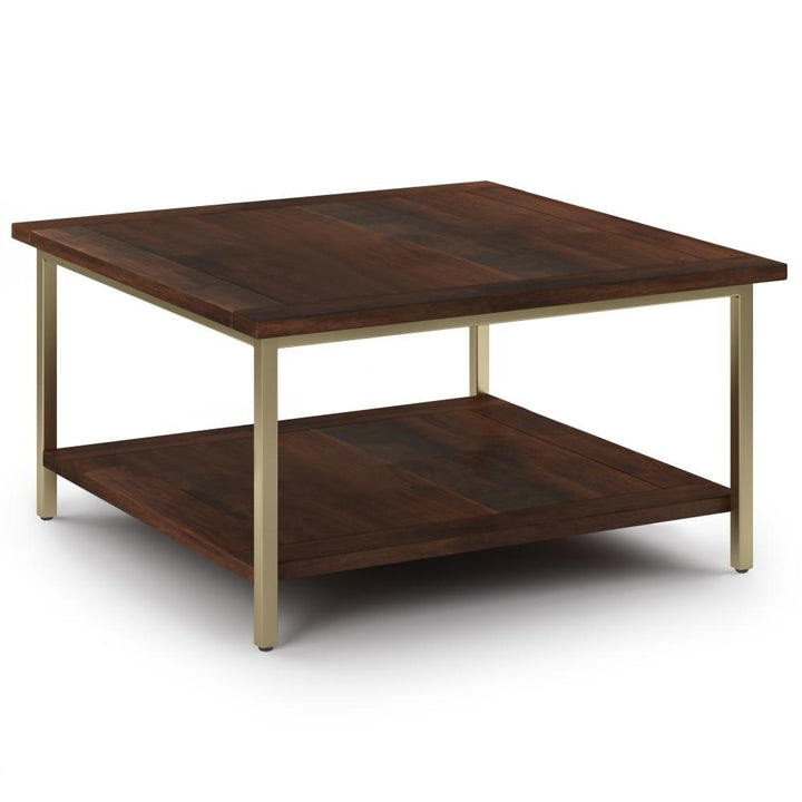 Skyler Square Coffee Table Mango Wood 34in Modern Industrial Metal Base Image 3