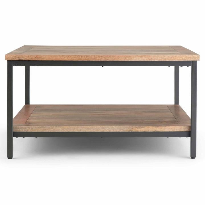 Skyler Square Coffee Table Mango Wood 34in Modern Industrial Metal Base Image 5