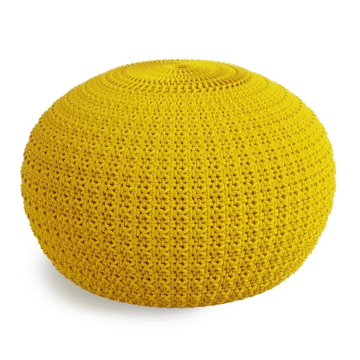 Sonata Round Knitted Pouf Indoor Outdoor 20in Water UV Resistant Durable Fabric Image 1