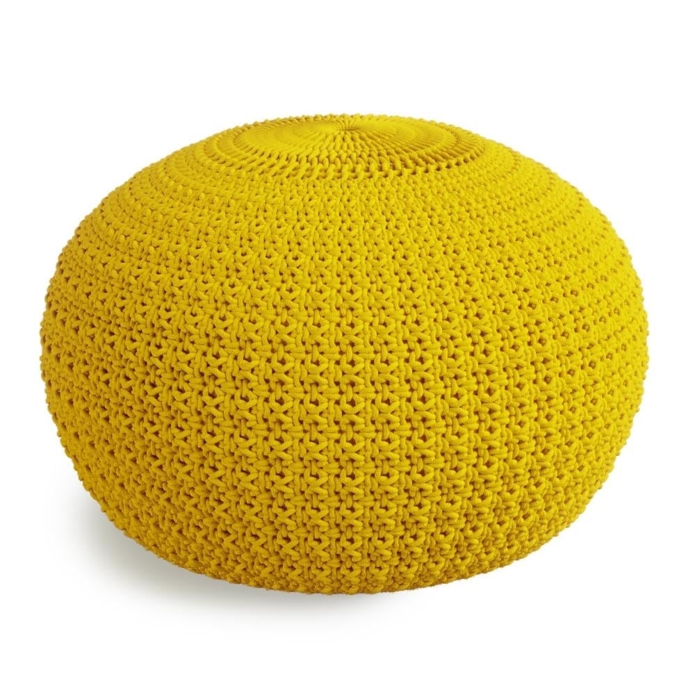 Sonata Round Knitted Pouf Indoor Outdoor 20in Water UV Resistant Durable Fabric Image 2