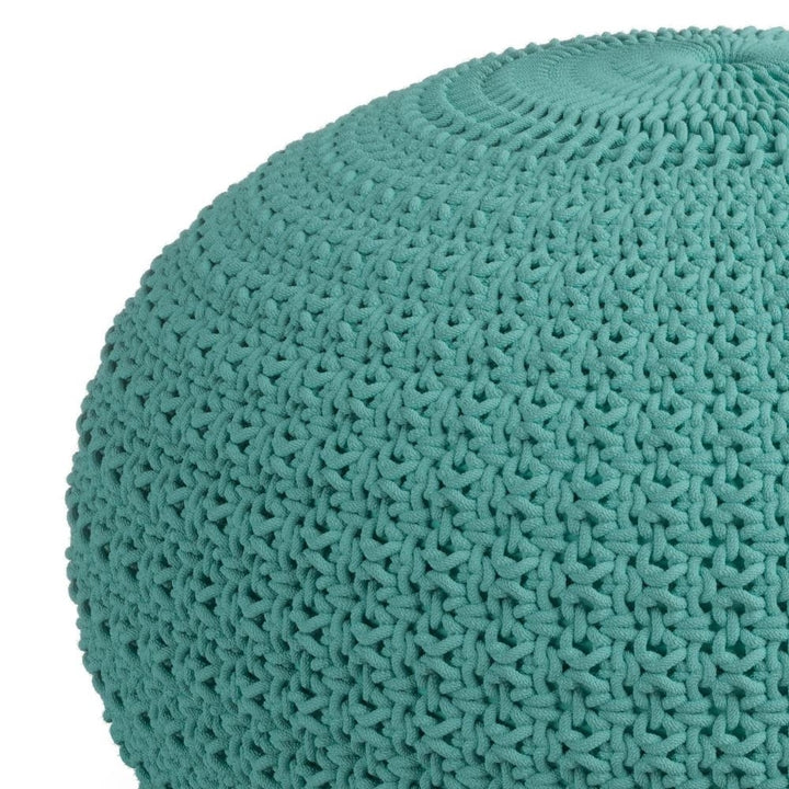 Sonata Round Knitted Pouf Indoor Outdoor 20in Water UV Resistant Durable Fabric Image 4